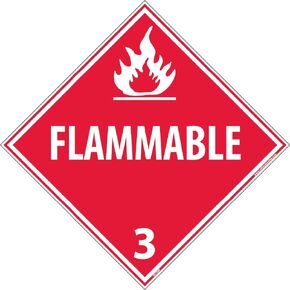 NMC DL158R FLAMMABLE Placard - 10.75 in. x 10.75 in. PS Removable Vinyl Class 3 Dot Placard Sign with White Text on Red Base