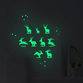 AOMEI Glow in The Dark Stickers Sika Deer Wall Decals,8pcs PET Lovely Deerlet Wall Stickers for Kids, Sika Deer Wall Decals for Boys and Girls Room, Cute Deerlet Stickers for Kids Room (Sika Deer)
