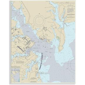 Stupell Industries Annapolis Harbor Nautical Map Traditional Cartography Chart, Designed by Daphne Polselli Canvas Wall Art, 16 x 20, Grey