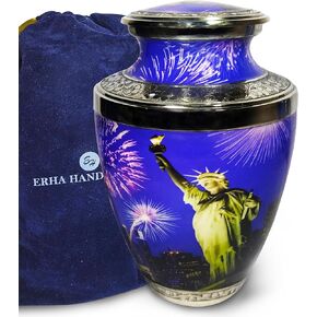 Statue of Liberty Cremation Urns for Human Ashes - Blue Adult Urns Funeral Urn for Ashes Burial, Niche, or Columbarium Perfect to Honor Your Loved One Urn by ERHA HANDICRAFT