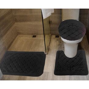 All American Collection 3PC Memory Foam Bath Mats Soft Plush Crown Design Anti-Slip Shower Bathroom Contour Toilet Lid Cover Rugs (Teal) in Kuwait