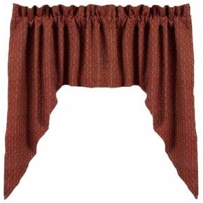 Home collection by Raghu 2-Piece Philmont Jacquard Swag, 72 by 36-Inch, Barn Red Oat