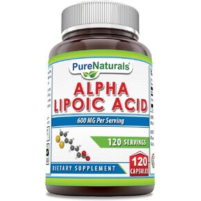 Pure Naturals Alpha Lipoic Acid 600 mg 120 Capsules Supplement | Non-GMO | Gluten Free | Made in USA