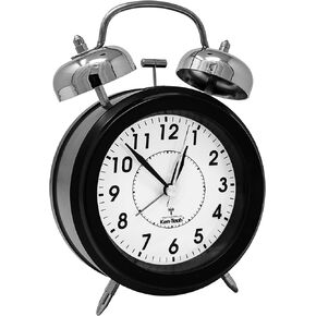 Sonnet SONNET-T-4678 Twin Bell Alarm Clock - Very Loud for Heavy Sleepers and Hearing Impaired - Battery Operated Blue Backlight - for Teens and Senior Citizens, 3/8" Digits, Black