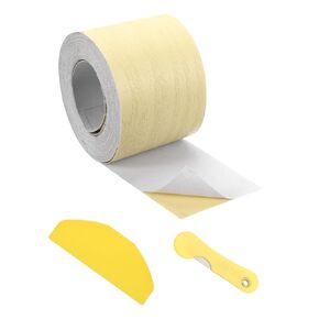 uxcell 1 Roll Wood Grain Tape, 1.97" x33 Ft Realistic Textured Repair Tape Self Adhesive Wood Textured Patch with Tool for Floor Wall Door Table Cabinets Furniture Home Decor(Light Yellow)
