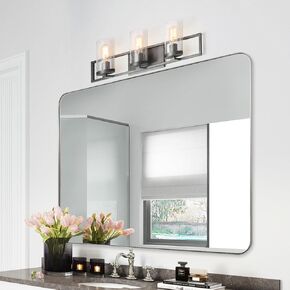 ANDY STAR Brushed Nickel Bathroom Mirror, Silver Bathroom Vanity Wall Mounted Mirror, 30"x36" Solid Rounded Rectangle Mirror, Modern Anti Rust Metal Frame, Hangs Horizontally or Vertically