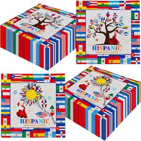 Hispanic Heritage Month Decorations Napkins, 40Pcs White Spanish Classroom Decorations Nakpins Disposable Hispanic Heritage Month Napkins for Latino American Celebration Decorations