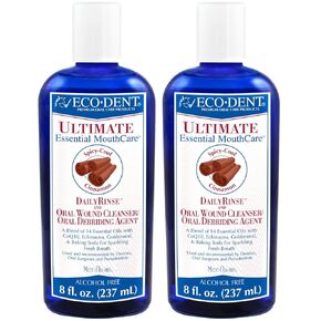 Eco-Dent Alcohol-Free Mouthwash, Cinnamon - Ultimate Essential MouthCare, Oral Care Mouth Wash for Adults, Baking Soda Mouth Rinse with CoQ10/Herbs/Essential Oils, 8 Fl Oz (Pack of 2)