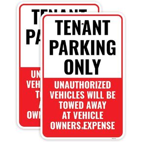 2PC Tenant Parking Only Sign, 18 x 12 Inches - Aluminum - Resident Private Parking Sign