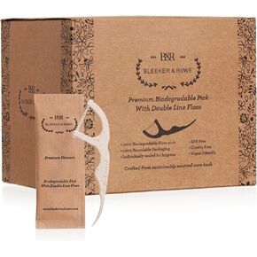 Bleeker and Rowe Biodegradable Individually Wrapped Floss Picks - Eco Friendly Flossers 150 Pack (PTFE Floss)…