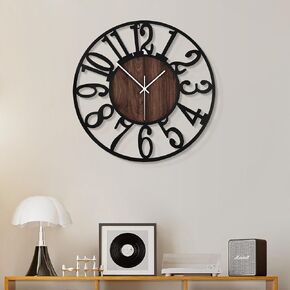 1st owned Large Wall Clocks for Living Room Decor- Modern Decorative 20 inch Silent Non Ticking Black Metal Clocks for Farmhouse,Dining Room,Bedroom,Kitchen Battery Operated Wood Clock Wall Decor