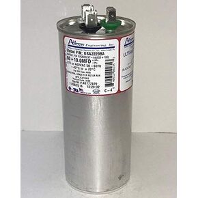 USA Made Replacement - 80 + 10 uf/Mfd Round Dual Universal Run Capacitor Replacement Amrad USA2223BA Replacement - Used for 370 or 440 VAC