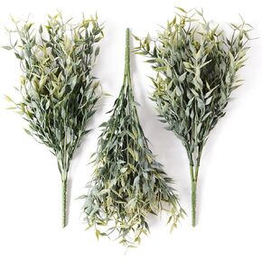 Oh You’re Lovely | 3 pcs Artificial Italian Ruscus Greenery 14" Stem | Matte Plastic | Faux Floral Spray for Wedding Bouquet Arch Filler Table Centerpieces and Home Decor