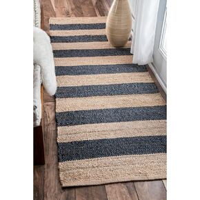 nuLOOM Alisia Flatweave Striped Jute Runner Rug, 2' 6" x 6', Off-white