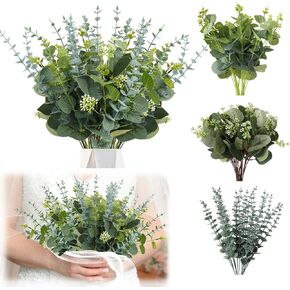 72Pcs Mixed Eucalyptus Leaves Stems Bulk, 3 Kinds Artificial Eucalyptus Leaves Picks Faux Spray for Wedding Vase Bouquet Greenery Garland Table Centerpieces Floral Arrangement Decor