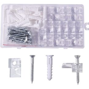 25sets Mirror Holder Clips, Mirror Clips for Wall Mounting,Mounting Hanging Hardware Clips for Frameless Mirror Fixing