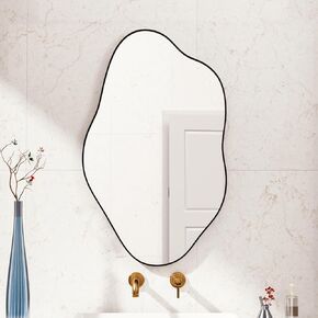 Irregular Wall Mirror 19.7"x 31.5" Asymmetrical Mirror Black Frame for Living Room Bedroom Entryway Bathroom Decoration