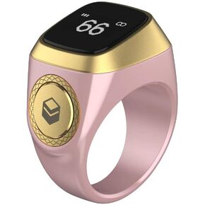 Smart Tasbih Zikr Ring, 20mm Muslim Digital Azan Alarm Clock, Tasbih Counter Smart Ring (Pink)