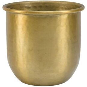 Serene Spaces Living Gold Brass Look Vintage Aluminum Vase - Perfect Decorative Accent for Plants, Weddings, and Events, Metallic Pot for Home, Medium, Single