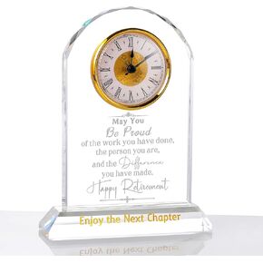 Ornalrist Retirement Gifts for Women Men K9 Crystal Clock, Going Away Gifts for Coworker Best Congratulations Retired Gifts Boss Leaving Presents for Teacher Friend