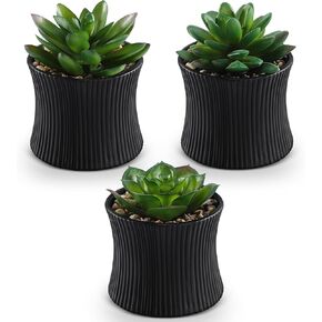 Fake Succulents Plants Artificial with Minimalist White Ceramic Pot for Bathroom Home Office Desk Shower Decor Bathroom Plants - Aesthetic Desk Plant Set of 3