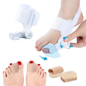 Generic Bunion Corrector for Hallux Valgus, Adjustable Knob Bunion Splint, Toe Straightener with Non-Slip Heel Strap, Toe Separator, Day and Night Support., White