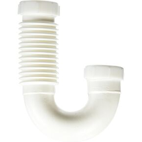 Danco 51066 Flexible Slip-Joint J-Bend Trap, 1-1/2 in, Plastic, [Finish]<, for Use with Kitchen and Bathroom Sinks, 1.5", White