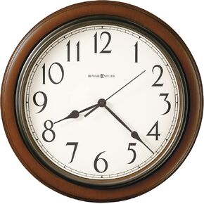 Howard Miller Genesee Wall Clock II 547-685 – Medium Brown Cherry Finished Case, Charcoal Gray Accents, Modern Home Decor, Classic Round Design, Quartz Movement