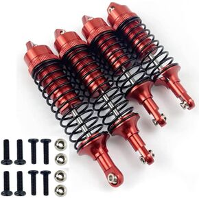 Aluminum Front&Rear Shocks Absorber Assembled for 1/10 Slash 4x4 4WD 2WD Rustler VXL Stampede RC Car Upgrade Part 4PCS/set (Red)