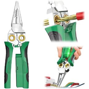 GADO Wire Stripper Twister with Electricity Measurement Function 8in1 Wire Stripping Pliers for Cutting and Pulling Wires Cable Scissors for Scraping and Pressing Wires with Voltage Test