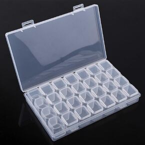Oumefar Clear Plastic Medicine Box, 28 Slots Pill Box Adjustable Tablet Medicine Pill Container Jewelry Storage Organizer Box 17.5x10.8x2.7cm