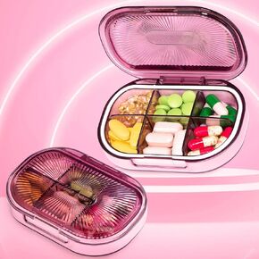 SONGTIY Small Pill Organizer, Waterproof Moisture Proof Pill Case, Daily Portable Travel Pill Box to Hold Vitamins, Cod Liver Oil, Supplements and Medication