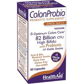 ColonProbio 82 Billion with Prebiotic, 14 Strains, Once Daily, 60ct, Optimum Colon Care, Acid & Bile Resistant, Dairy Free, Gluten Free, Non-GMO