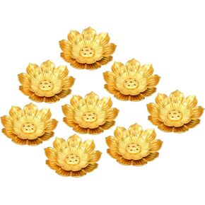 PATIKIL Lotus Incense Stick Holder, 8 Pack Incense Burner Plate Holder Alloy Incense Base Stand for Yoga Spa Room Home Office, Gold Tone 2.2"
