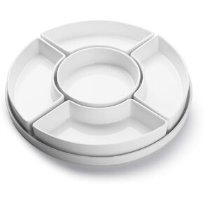 Sweese Porcelain Divided Serving Dishes, Relish Tray, Serving Bowls for Parties - Perfect for Chips and Dip, Veggies, Candy and Snacks, White
