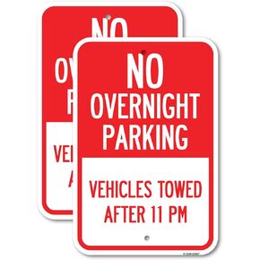 (2 Pack) No Overnight RV Parking | 12" X 18" Heavy-Gauge Aluminum Sign | Rust Free Aluminum, Weather Resistant, Waterproof, Fade Resistant, 2 Pre-drilled Holes