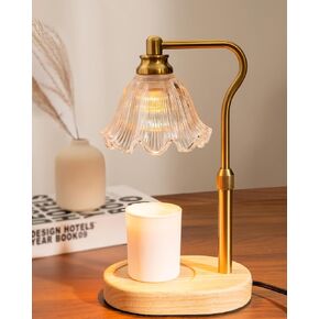 Candle Warmer Lamp with Timer 2 Bulbs, Home Decor Flower Candle Lamp for Soy Candle, Gift for Mom Friends and New Home (Glass, Flower)