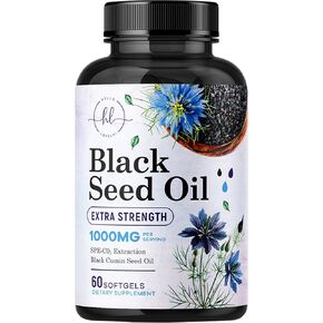 Premium Black Seed Oil Capsules - Extra Strength 1000mg - 100% Blackseed Oil for Immune Support & Skin Health (Non-GMO & Vegan) Pure Cold-Pressed Nigella Sativa Black Cumin Seed Oil - 120 Softgels