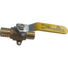 1 PIECE XFITTING 1" PEX SHUT OFF BALL VALVE WITH DROP EAR - FULL PORT, BRASS, CRIMP