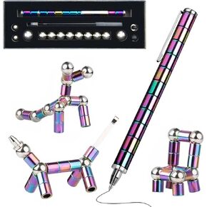 Magnetic Fidget Pen Toy Magnet Gel Pen Fidget Toy Think Ink Pen Transformed into Variety of Creative for Intellectual Learning and Stress Reduction Gifts (Black)