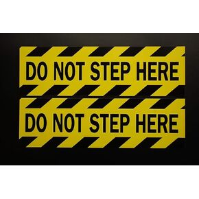 Five Star Graphics Do Not Step Here Stickers Vinyl Decals (2 Pack) 6"" X 2.5"" Indoor Use Only (X2Psin36), Black, Yellow