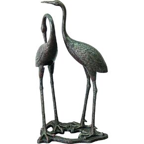 C880-71 Heron Statue, Aged Bronze