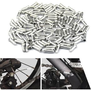100 PCS Bike Brake Cable End Tail Caps, Alloy Durable Anti-rust Cable Head Crimp Cover, Perfectly Wrapped Anti-scattering Protection Cover, Universal for Most Road and Mountain Bikes (Silver)