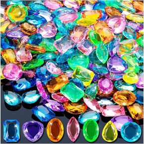 Acrylic Gems for Kids, 120Pcs Pirate Treasure Jewels Fake Plastic Gemstones Bling Multicolor Diamonds Toy Gems for Pirate Crafts Party Favors