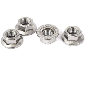 uxcell M10x1.25mm Thread UNF Serrated Hex Flange Lock Nuts 4pcs