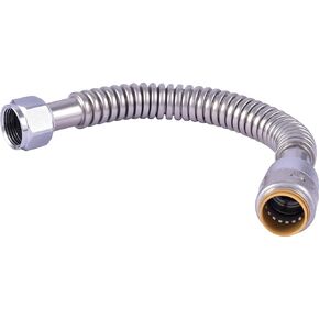 SharkBite Max 3/4 Inch x 3/4 Inch FIP x 12 Inch Stainless Steel Corrugated Flexible Water Heater Connector, Push to Connect Brass Plumbing Fitting, PEX Pipe, Copper, CPVC, PE-RT, HDPE, URSS3088FX12