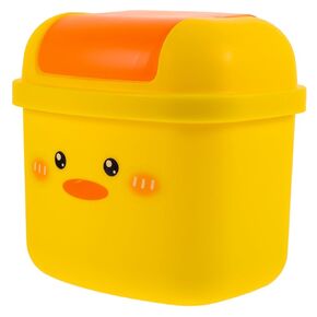 Amosfun Little Yellow Duck Trash Can Desktop Waste Container Paper Waste Basket Mini Garbage Can Small Trash Can Jewelry Organizer Rubbish Bin Girl Small Paper Plastic Super Cute