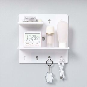 TREETDOBV Bedside Shelf Accessories Organizer, Self Stick on Wall Mount,Bearing Capacity Extra Storage Space for Dorm Bedroom Bathroom Kitchen,Adhesive Floating Holder for Phone,Glasses,Remote(White)