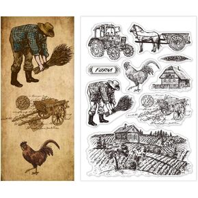 CHGCRAFT Vintage Clear Stamp Vintage Dog Clear Stamps Silicone Clear Stamp Seals Dog Background Stamp for DIY Scrapbooking Photo Album Decorative Cards Making 4.33×6.3 Inch