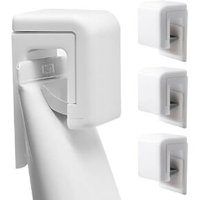 4 pcs Toothpaste Holder Facial Cleanser Clip, Adhesive Wall Hooks for Hanging Cleanser Towel Keychain Self Adhesive Hooks Mount Holder Waterproof Adhesive Hooks Heavy Duty (White)